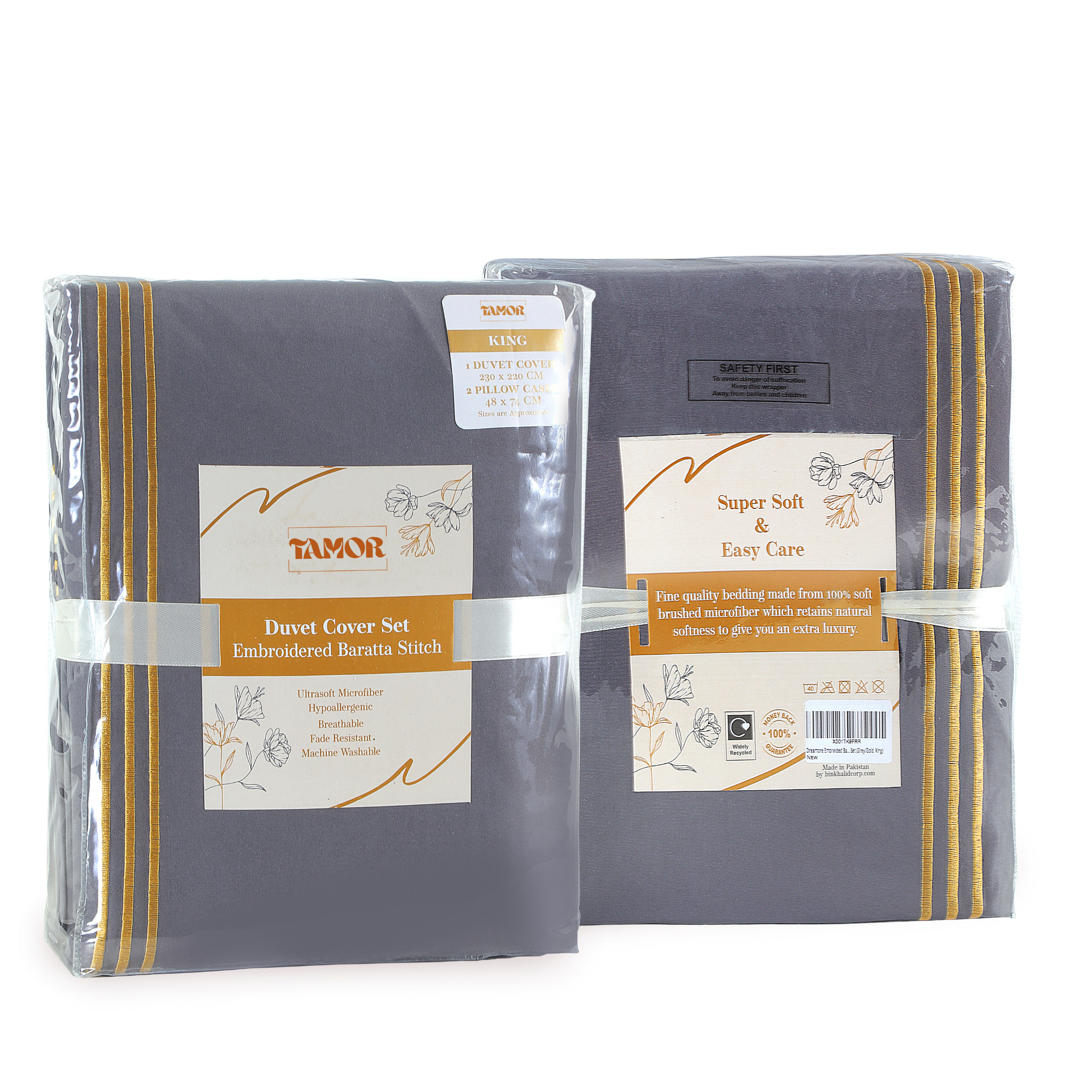 Tamor® Embroided Baratta Stitch Duvet Cover Set with Matching Pillowcases