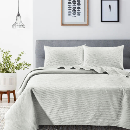 Bed Spread Silver Gray