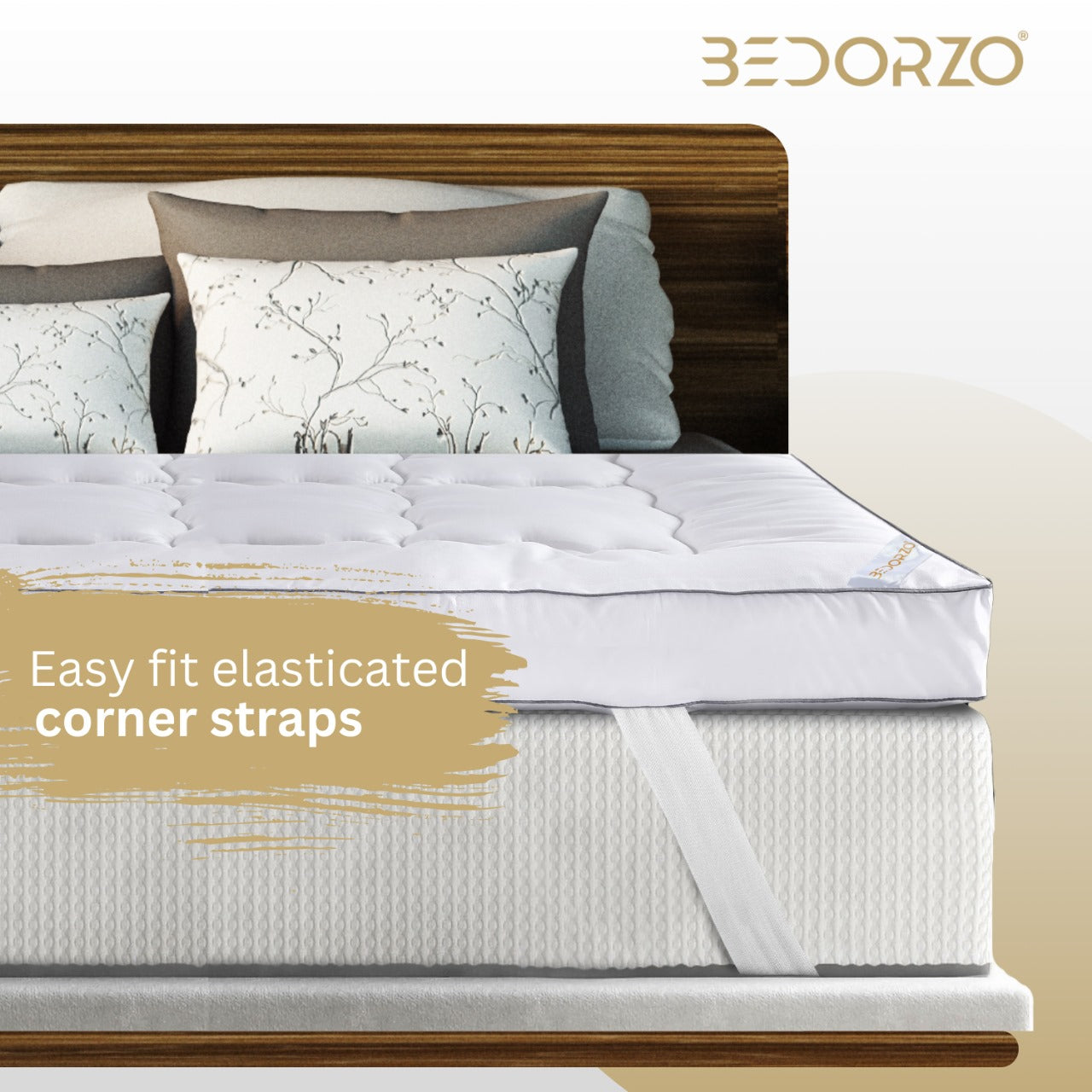 Bedorzo® 10 CM Thick Mattress Topper with Strong Elastic Bands Fits